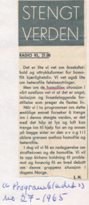 1965 Homofili første gang på norsk radio